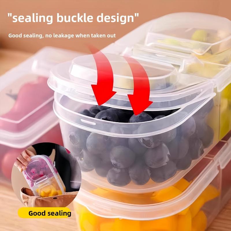 The Fruit Bento Box Is A Transparent, Covered, Separated and Fresh-keeping Box Specially Designed for Primary School Students' Food When Going Out