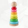 Stacking Rings Toy Wooden Rainbow Stacker Toddler Learning Toys For 18 Months 2 Year Old Baby Boys Girls  Perfect Christmas Halloween, New Year's Gift