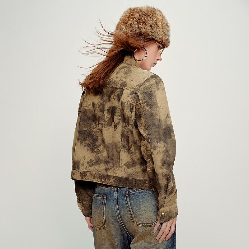 Damen Retro Batik Cordjacke