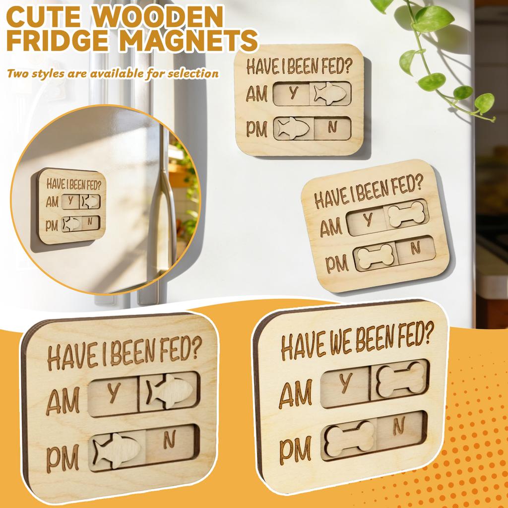 Dog Feeding Reminder, ‘Have I Been Fed?’ Dog Feeding Magnet, Morning/Afternoon Feeding Wooden Reminder Slider