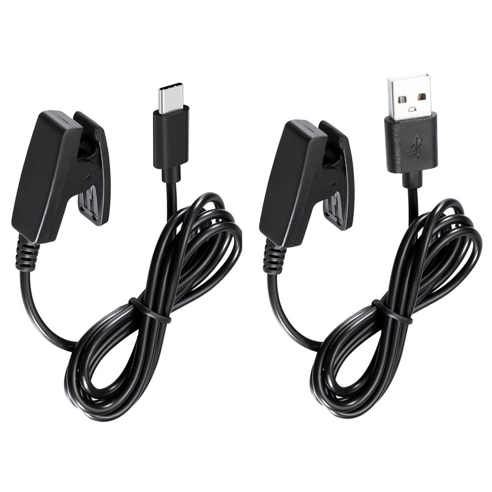 2pc Chargers for Garmin Lily 2/Approach S20 Smartwatch Charging Cord USB A+C Cables Forerunner 35/35J/230/235/630/ 645 Music чёрный
