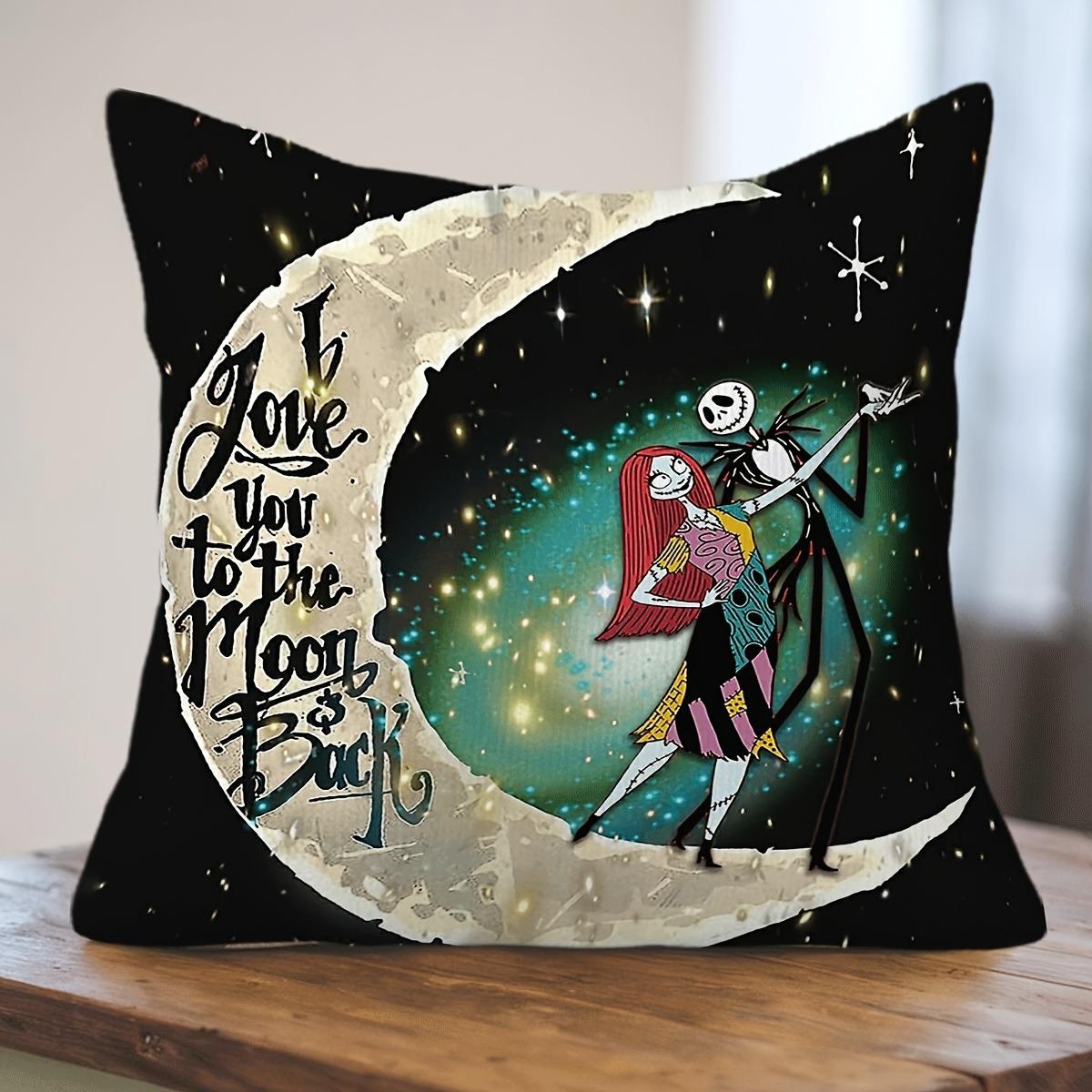 

Кошмар перед Рождеством Тима Бертона - Я люблю тебя до Луны и обратно Наволочка для диванной подушки 16x16Inch