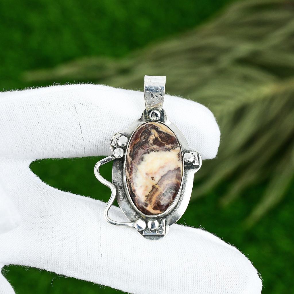Sisters Day Deal Coconut Jasper Stone Bezel Birthday Pendant 925 Sterling Silver