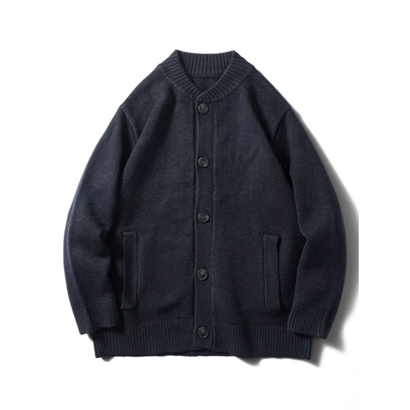 American Retro Cardigan Sweater Men's Autumn and Winter Thickening Stand Collar Outwear Export Cattle Goods Idle Style Knitwear Jacket