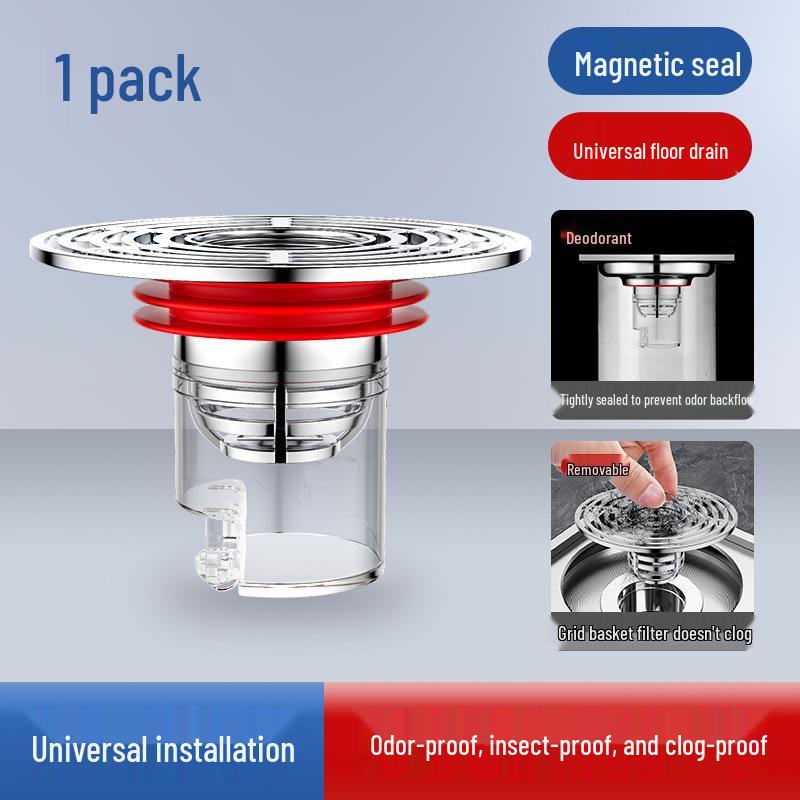 Bathroom Deodorizing Anti-Odor Floor Drain Cover - Copper Core, Insect-Proof, Sewer Safe.