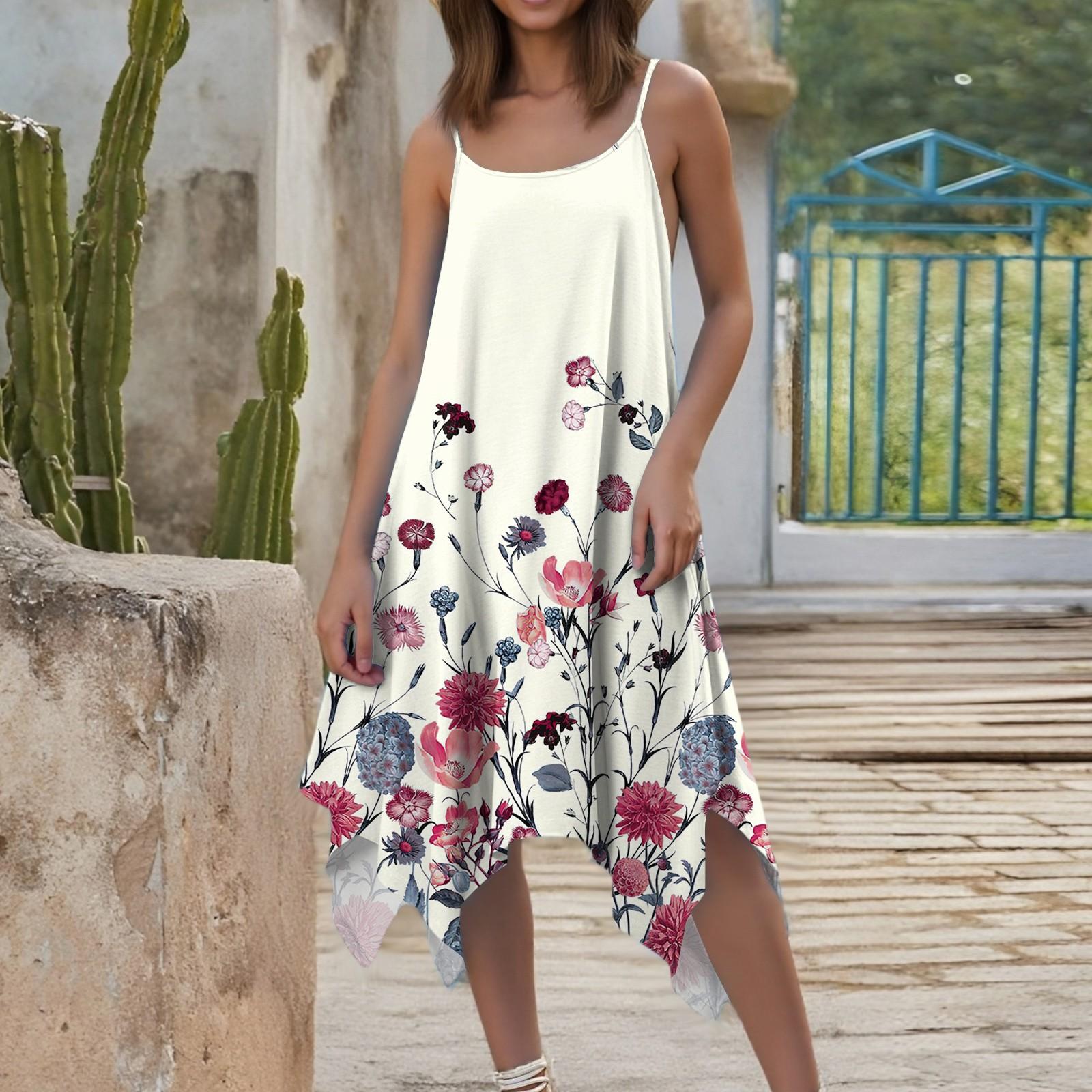 

Женское летнее повседневное платье с круглым вырезом и регулируемыми подтяжками, с карманами L