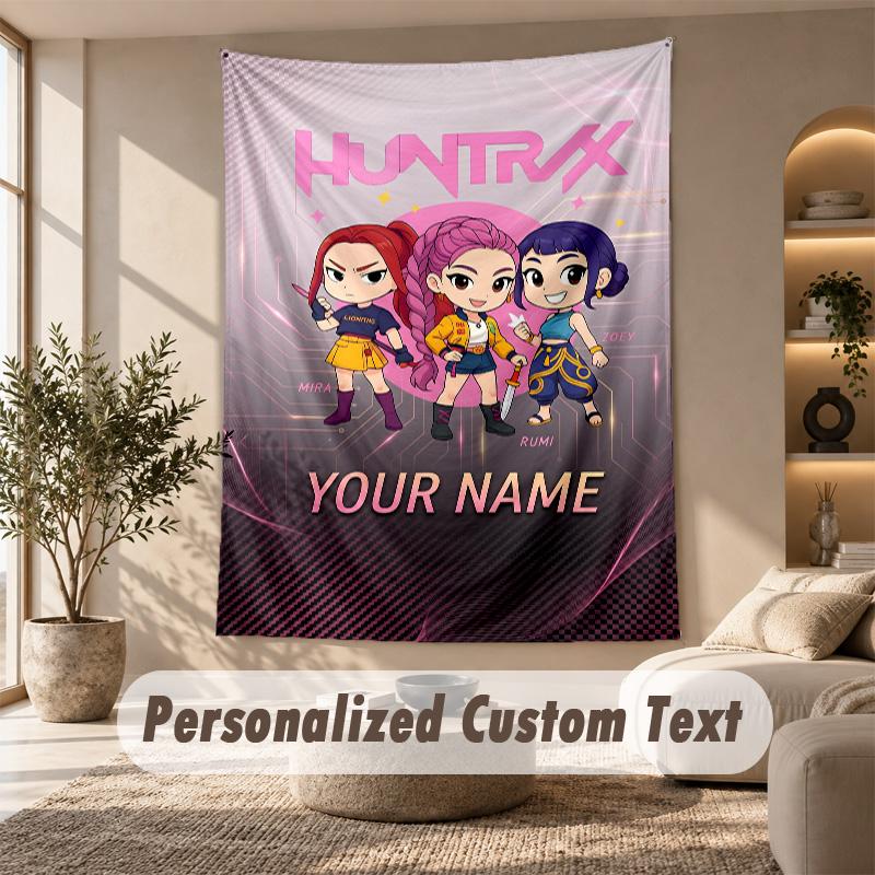 Tapestry Custom Name Text, Wall Hanging Tapestry Home Room DecorKpop Demon Hunters