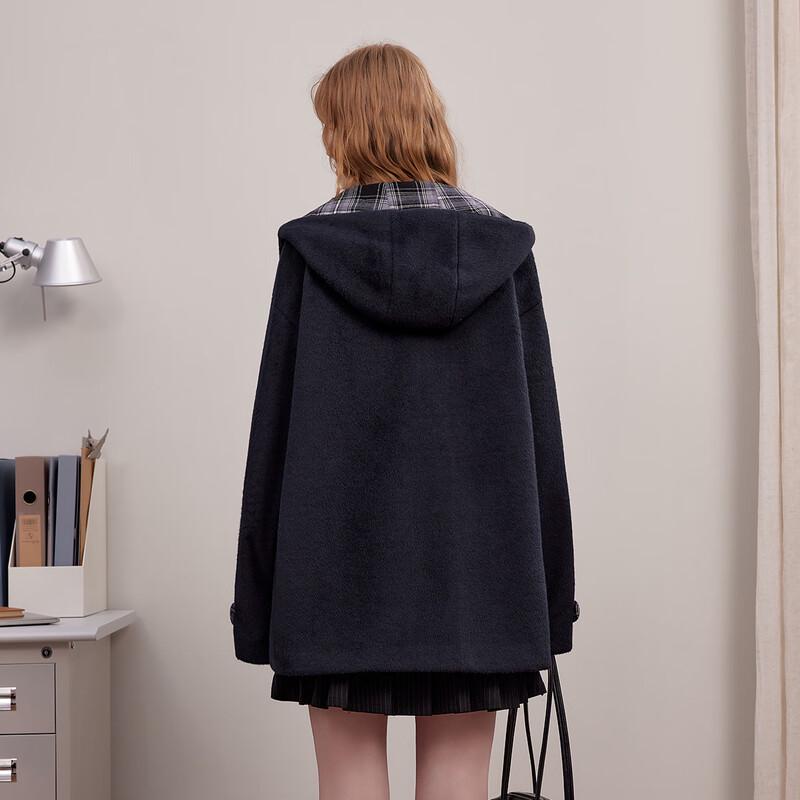unifree 2025 Autumn College Style Plaid Embroidered Hooded Coat