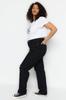 Women's Style Plus Size Black High Waist Detailed Bootcut Jeans