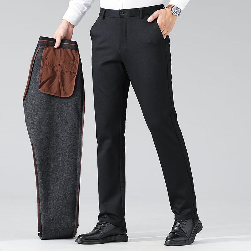 

FAPAI Men s Warm Modal Blend Brushed Casual Trousers 36
