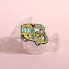 Brooch Unique Metal With Creative Bus Shaped Design And Playful Red Haired Girl Cartoon For Personal Flair