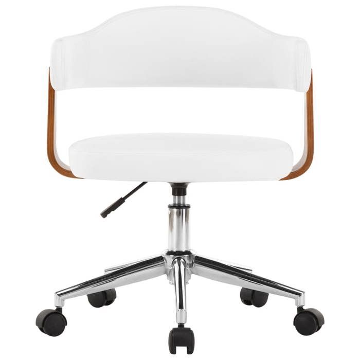 VidaXL Chaise pivotante à dîner Blanc Bois courbé et similicuir