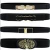 Womens Stylish Pu Elastic Waist Belt Versatile For Dresses And Skirts In Black Minimalist