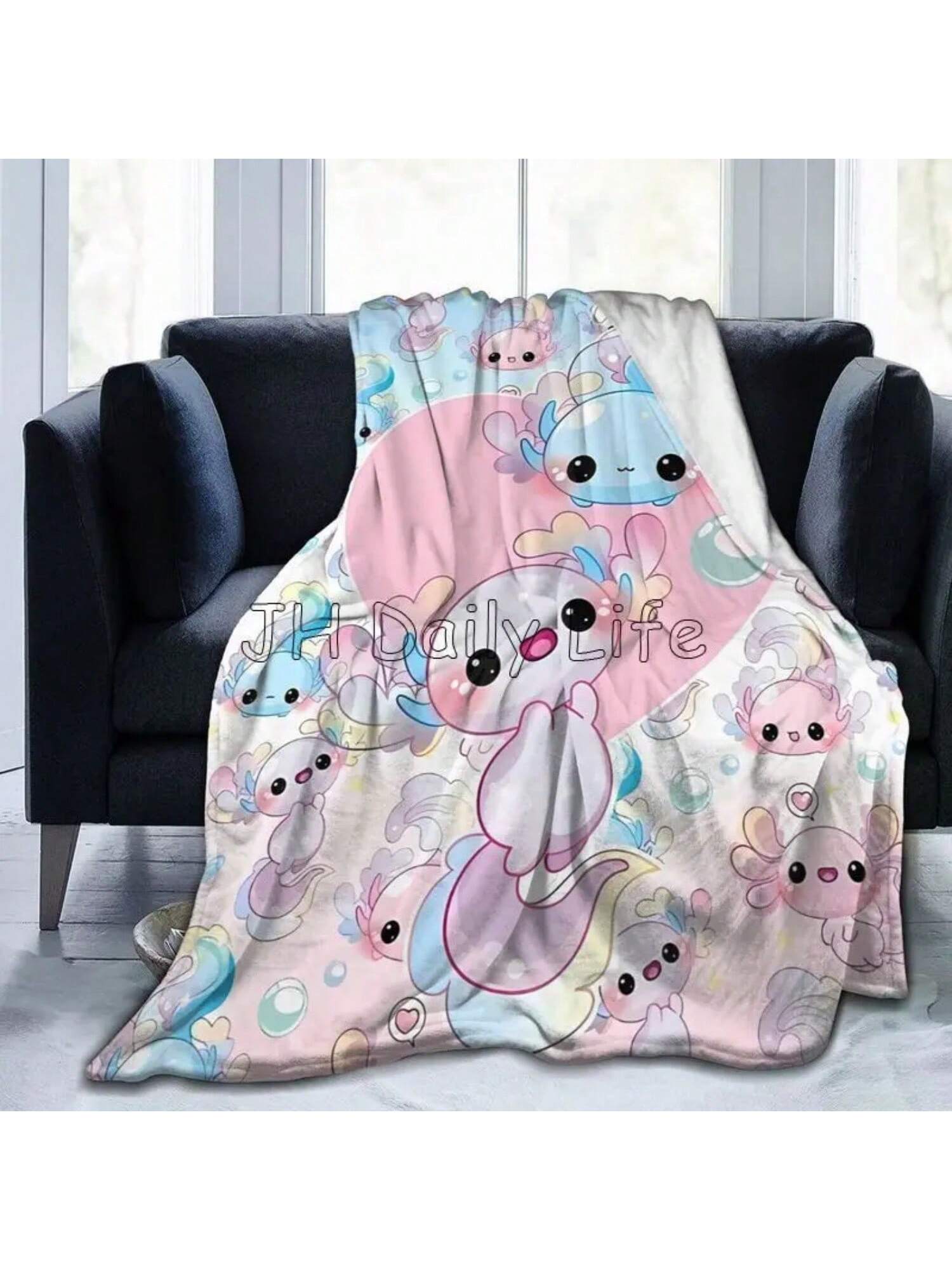 

Axolotl Blanket Lovely Axolotls Gifts For Soft Warm Lightweight Cozy Throw Blankets For Bed Living Room Sofa Couch Decor 75X95CM серый