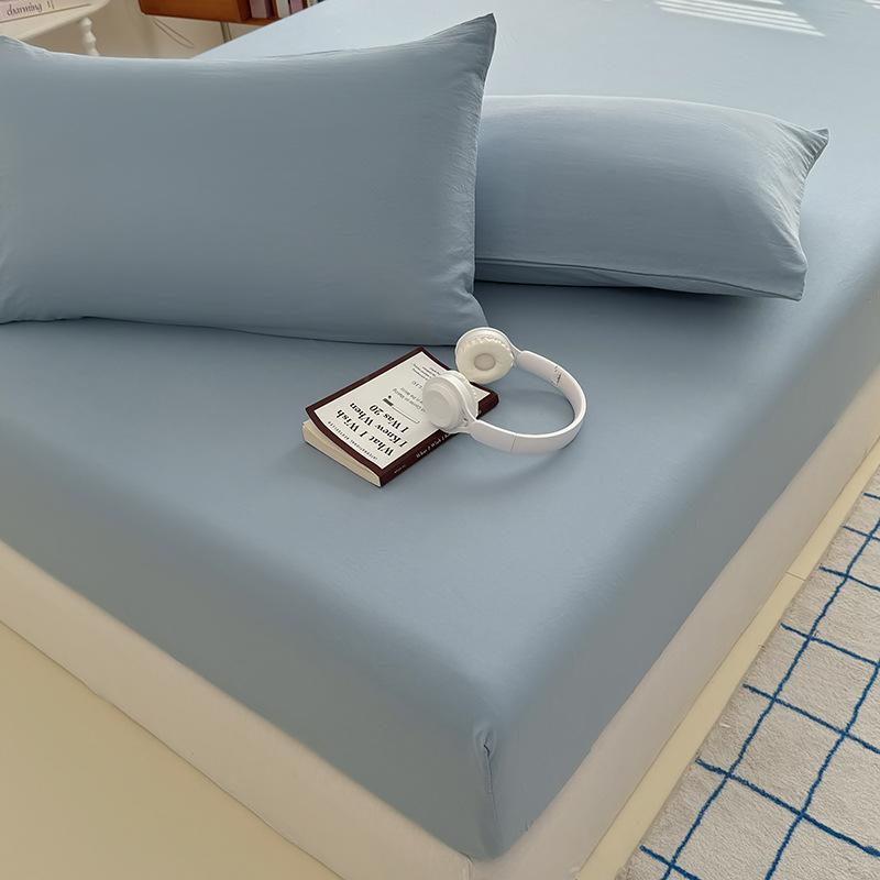 Einfarbiges hautfreundliches gewaschenes Baumwoll-Spannbettlaken für Zuhause All-inclusive Matratzenschoner Staubschutz