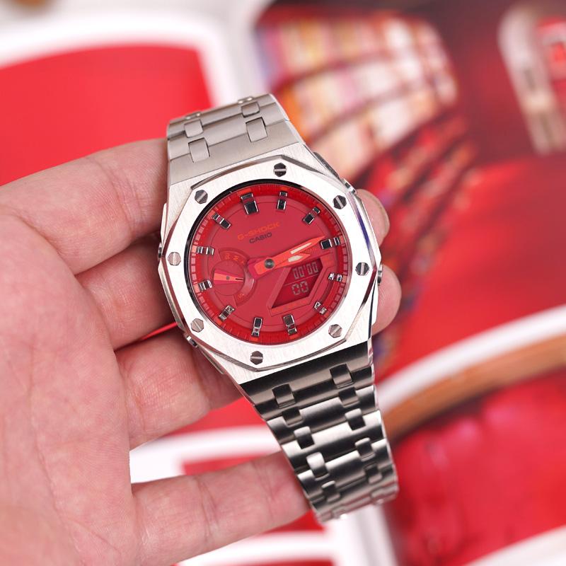 Casio Unisex Liquid Crystal,Analog Dual Display Series Red Watch GA-2100-4A(Watch1--)