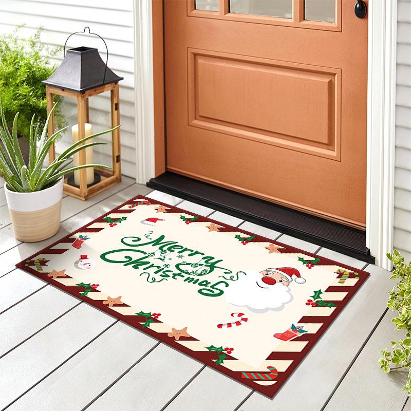 Christmas Crystal Velvet Door Mat: Dirt-Resistant, Easy-Care Entryway Foot Pad