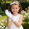 White Satin Kids Gloves Children Dress Gloves Elegant Wedding Gloves for