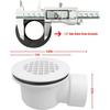 Low Profile Shower Drain Base with 1-1/2" Reducer Pipe Fitting and Perforated Strainer, for 1.5 inch Side Outlet Drain and Shower Base PVC Drain