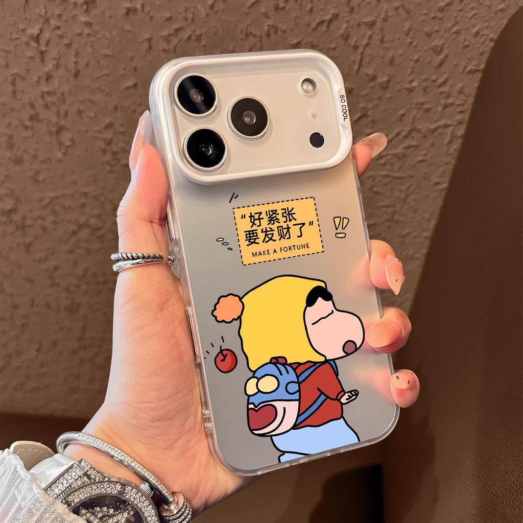 Fa Cai Xiaoxin Colored Silver Case Is Suitable for Apple 17pro Mobile Phone Case 15promax Men's 16E Cartoon 1413.
