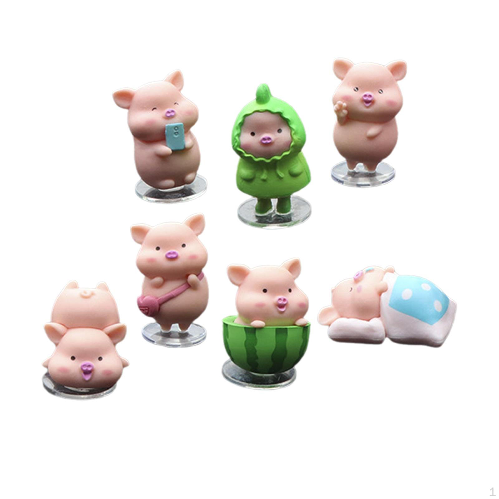 

7 шт. фигурки свиней милые статуи животных украшения приборной панели автомобиля миниатюрный мини-поросенок without Mat