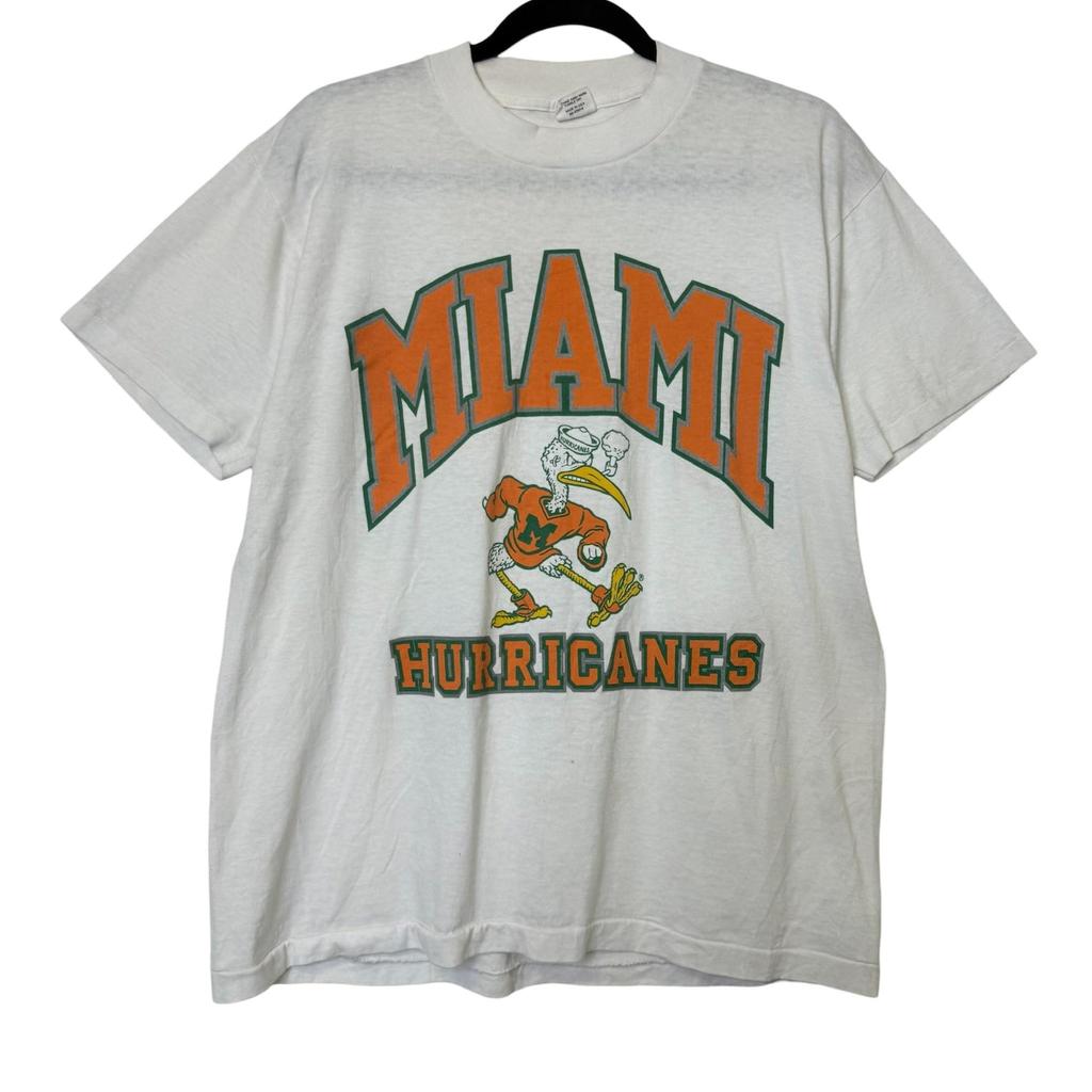 90's Miami Hurricanes NCAA T Shirt Sz L (B573)