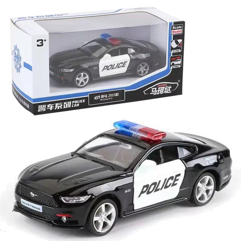 1:36 Mustang Polizeiauto Legierung Sportwagen Modell Diecast Metall Spielzeugmodell Simulation Kinderspielzeug Geschenke