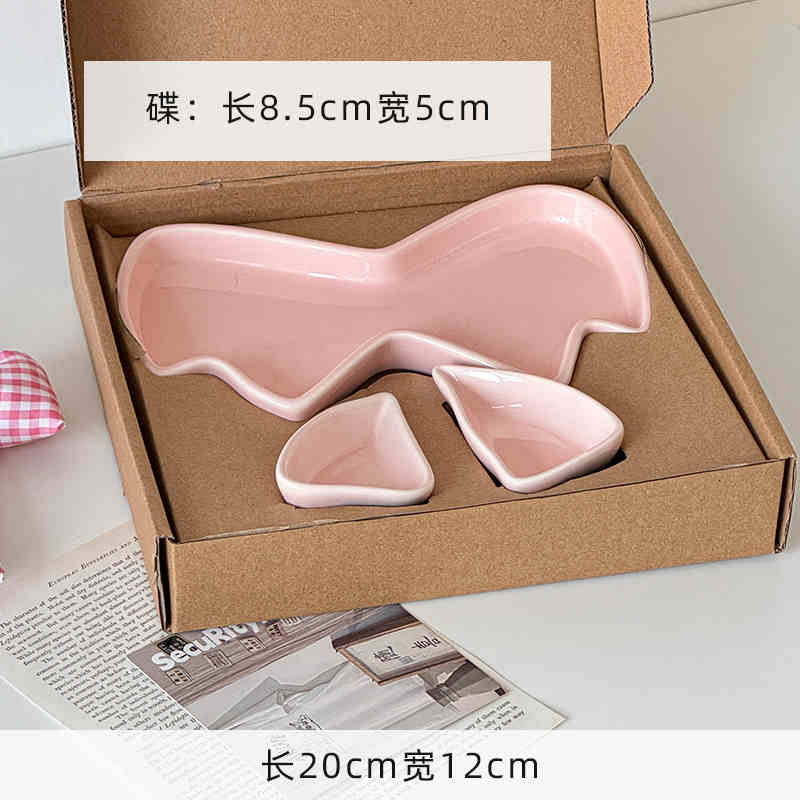 

Керамическая тарелка для десерта с розовым бантом, креативный поднос для хранения украшений, симпатичные украшения для хранения, декоративный подарок для девочек розовый