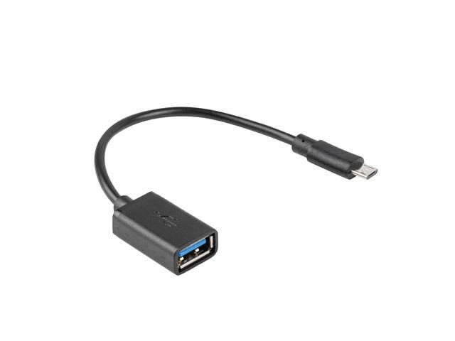 Kabel USB 2.0 Lanberg Micro USB(M) - USB-A(F) 0,15m OTG Czarny