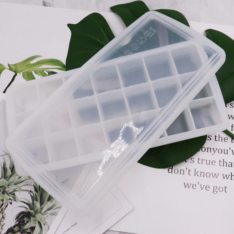 Food-Grade Silicone Ice Cube Tray with Lid