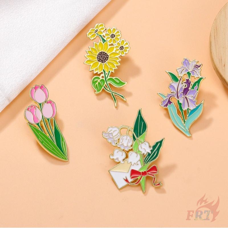 4Pcs/Set  Beautiful Flowers. Bouquets Series 03 Brooches - Doodle Enamel Backpack Button Pins Badges