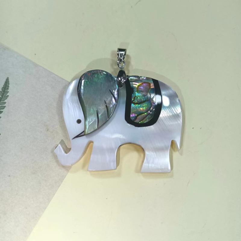 Handcrafted Cartoon Elephant Shell Pendant Jewelry For Kids And Teens