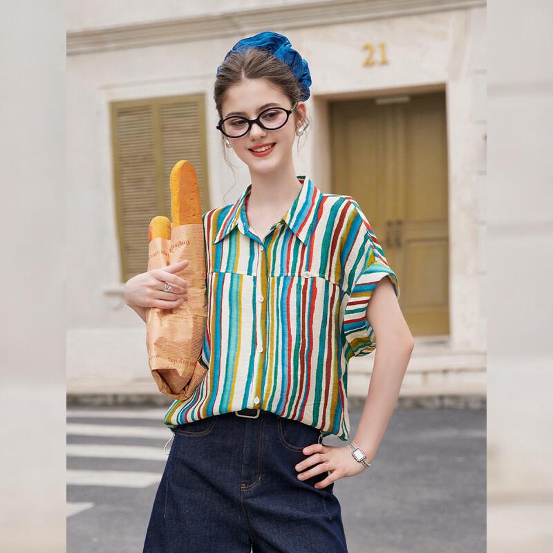 Women s Retro Striped Raglan Shirt XL