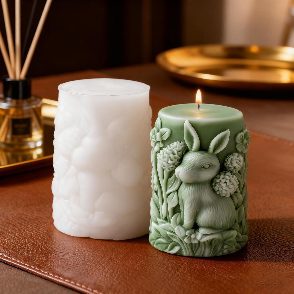 Silicone Molds For Candles Bunny Flower Plaster Art Craft Soap Casting Wax Mould For Home Room Wedding Dinner Table Decoration