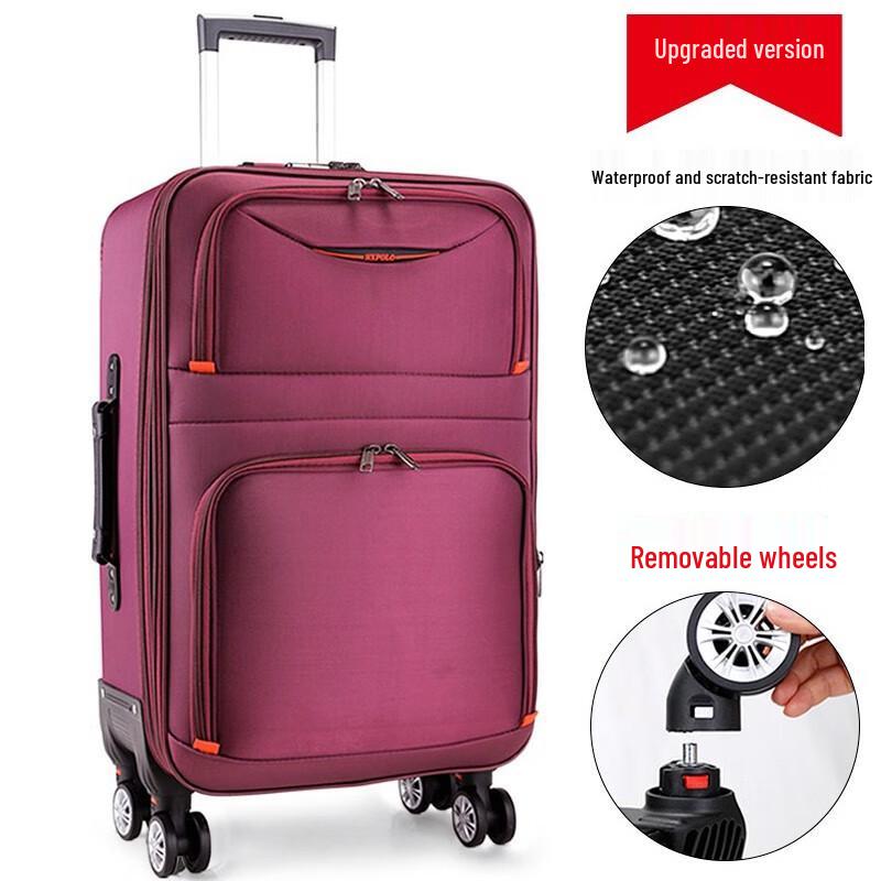 Large Capacity Rolling Suitcase with Universal Wheels, Combination Lock, Leather & Oxford Cloth Travel Bag for Men & Women