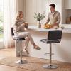 Bar Stools Modern PU Leather Adjustable Breakfast Bar Stools Backrest Set of 2 Grey