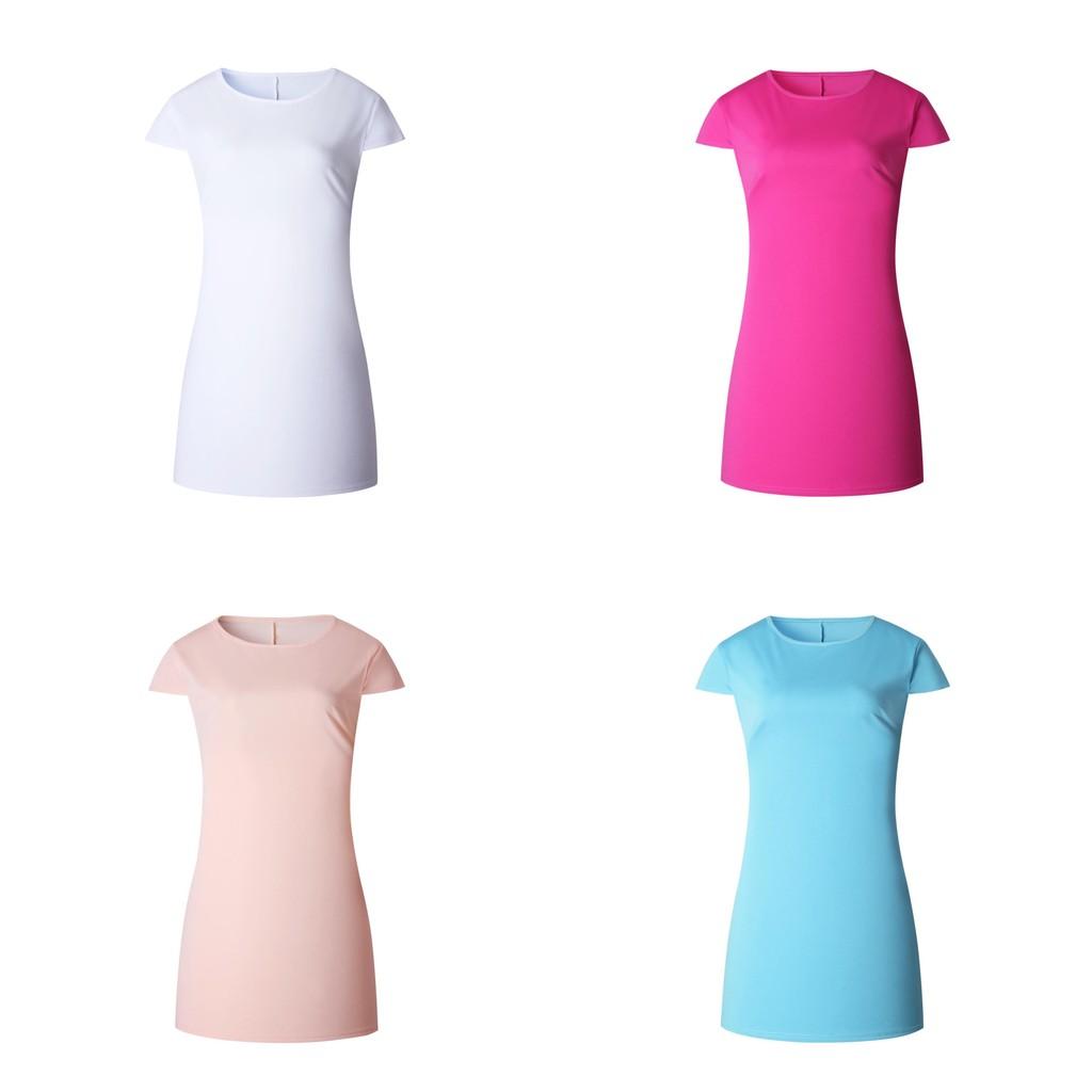 Stijlvolle Casual Jurk met Korte Mouwen, Ronde Hals en A-lijn Pasvorm in Vier Trendy Kleuren voor Jonge Vrouwen