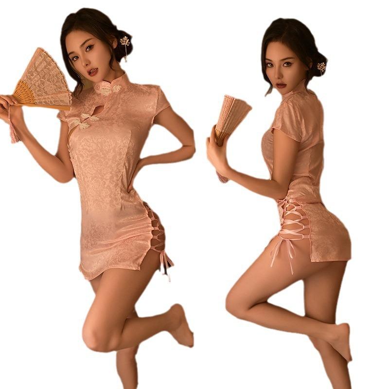 Sexy Lingerie Retro Jacquard Straps Sexy Classical Cheongsam Uniform Seduction Pajamas Hot Passion Suit