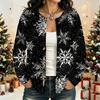 Women's Fashion Christmas Print Long Sleeve Cardigan - Holiday Open Front Knit Sweater for Winter Outfits
