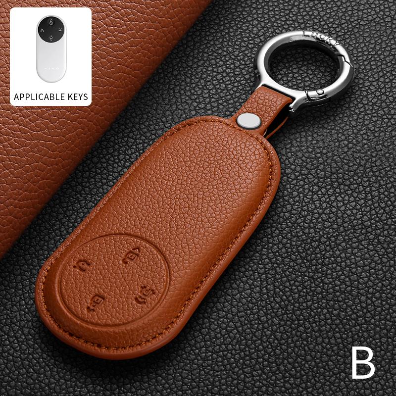 For HUAWEI AITO M9 2024 M5 M7 M8 2022-2025 Leather Car Smart Key Case Keyless Cover Key Protector Shell Fob Keychain Accessories