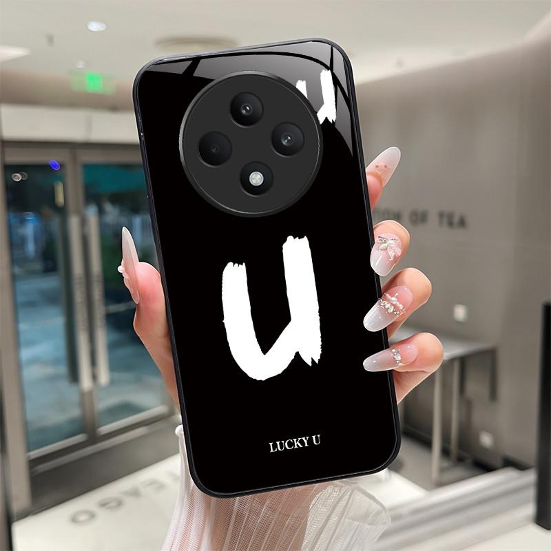 

Phone Case For Oppo Reno12 F Cover CPH2637 Lucky Letter Protective Case For Oppo Reno 12 F FS 12F 12FS Tempered Glass Soft Shell Oppo Reno12 F
