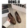 Spring 2025 new retro British style thick high-heeled lazy loafers women's JK one-pedal small leather shoes single shoes
