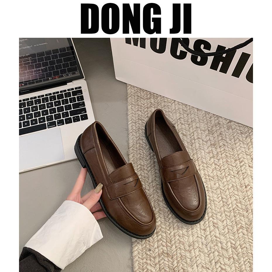 Spring 2025 new retro British style thick high-heeled lazy loafers women's JK one-pedal small leather shoes single shoes