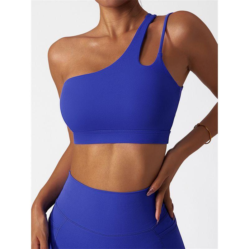Oblique Shoulder Bubble Wrap Yoga Bra Cloud Sense Beauty Back Exercise Underwear Asymmetrical Shoulder Strap Running Workout Vest Tops