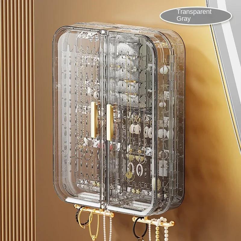 

Новая настенная стойка для хранения серег и ожерелий, прозрачная стойка для демонстрации ювелирных изделий, высококлассная бытовая коробка для хранения ювелирных изделий черный серый