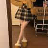Winter Plaid Skirt Women Vintage Woolen Korea Black Red Preppy Style School Cute Sexy Check Print Pleated Mini Skirt