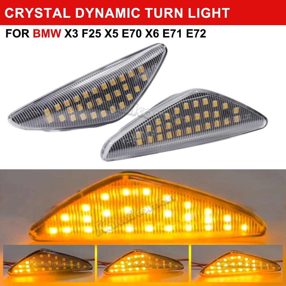 2Pcs Sequential Dynamic Flowing LED Side Marker Light Turn Signal Light Blinker For BMW E70 X5 F25 X3 E71 X6 2007-2014
