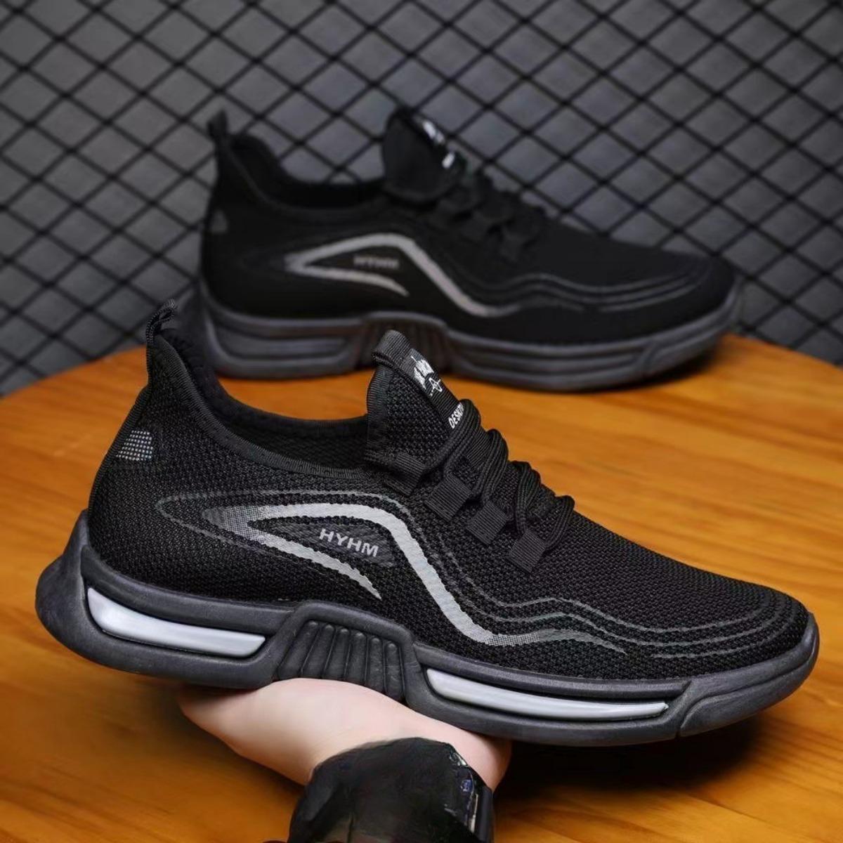 

Кросівки для відпочинку, нове літо, модні чоловічі дихаючі кросівки, м яка підошва, сітчасте взуття, стійке універсальне чоловіче спортивне взуття 39 чорний