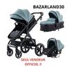 BAZARLAND30.Carrinho de Bebé 3 em 1 Combinado Cadeira Auto Alcofa Trio Reversível Ajustável Alta Qualidade Rodas Antifuro Pega. Verde