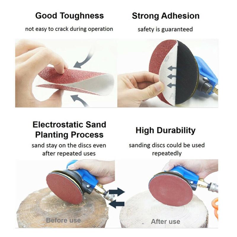 3Inch 75mm Sanding Discs 100pc With Backing Pad Round Sandpaper Sheet Replacement Electric Drill Rotary Grinder Polishing Tools